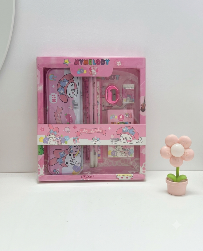 ست لوازم تحریر فانتزی طرح Kuromi، My Melody و Cinnamoroll مدل Gift Box