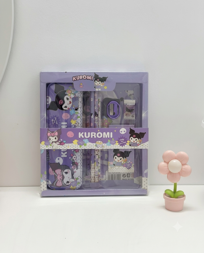 ست لوازم تحریر فانتزی طرح Kuromi، My Melody و Cinnamoroll مدل Gift Box