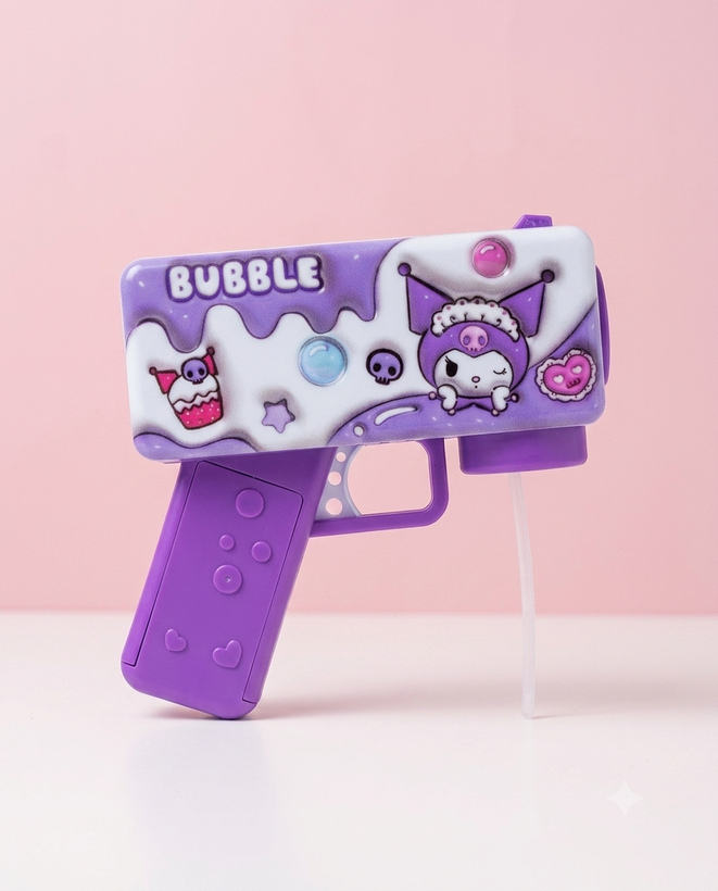 تفنگ حبابساز فانتزی طرح Kuromi و Cinnamoroll به همراه محلول حباب