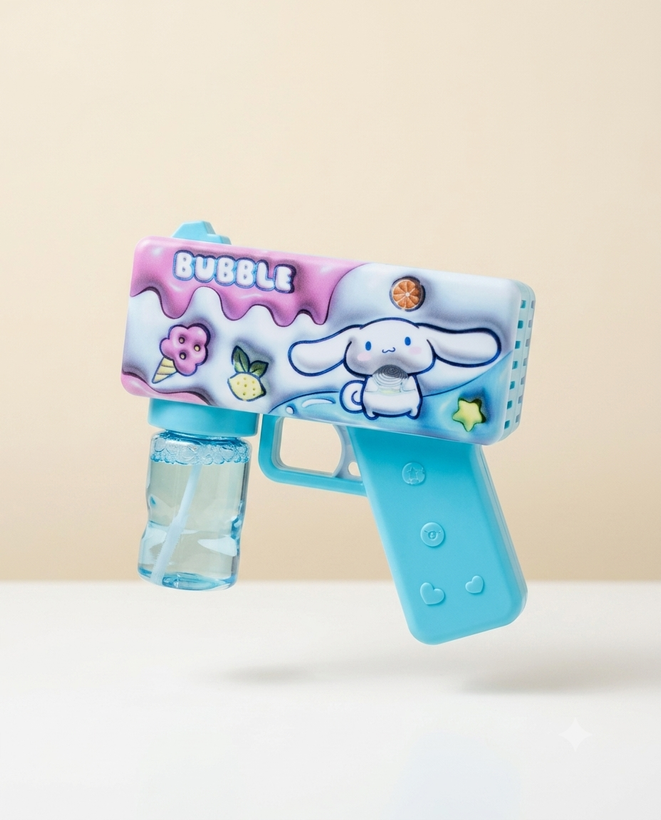 تفنگ حبابساز فانتزی طرح Kuromi و Cinnamoroll به همراه محلول حباب