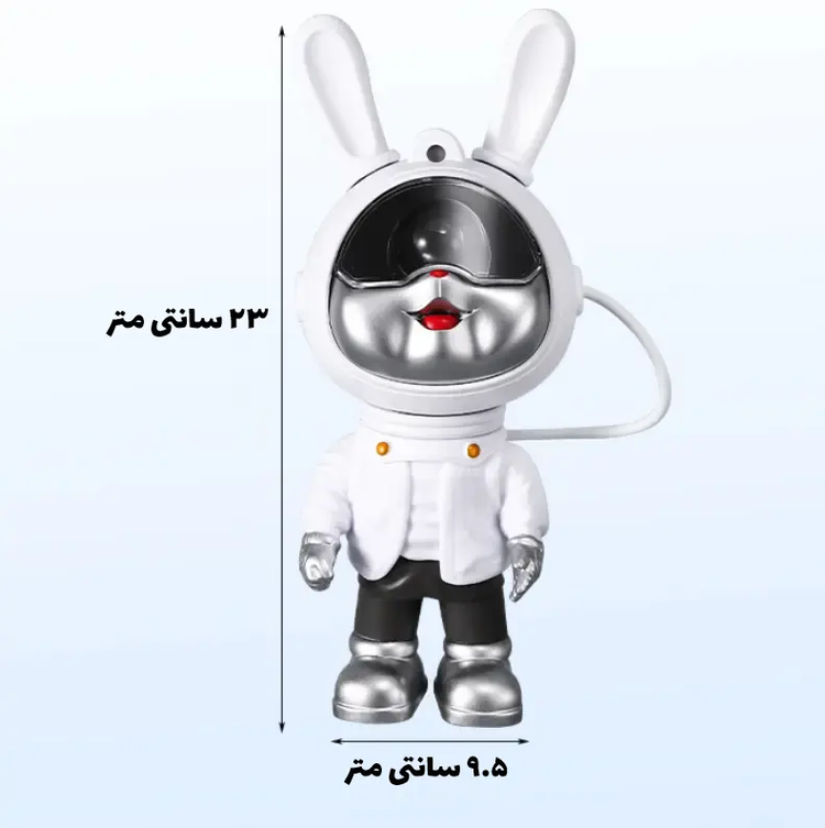 چراغ خواب و پروژکتور فضایی طرح خرگوش فضانورد ۸ رنگ نوری